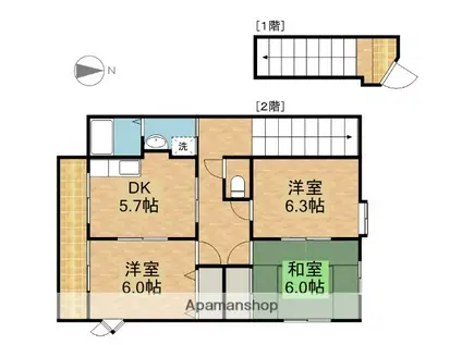 ハイステージププレ Ⅱ(3DK/2階)の間取り写真