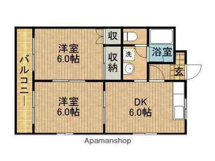 シャルマンF(2DK/1階)の間取り写真