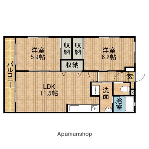 アイブロスビルⅣ(2LDK/2階)の間取り写真