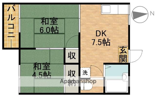 コーポ本間(2DK/2階)の間取り写真