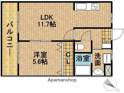 メニュエットⅡ(1LDK/3階)の間取り写真