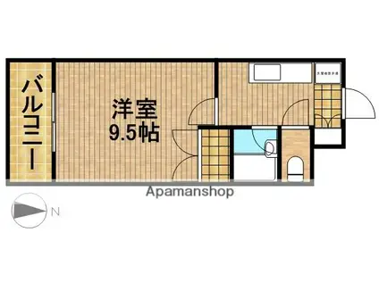 サンライズヒルズ(1K/1階)の間取り写真