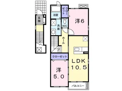 CIELO SERENO(2LDK/2階)の間取り写真