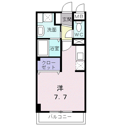 YI アイリス(ワンルーム/3階)の間取り写真