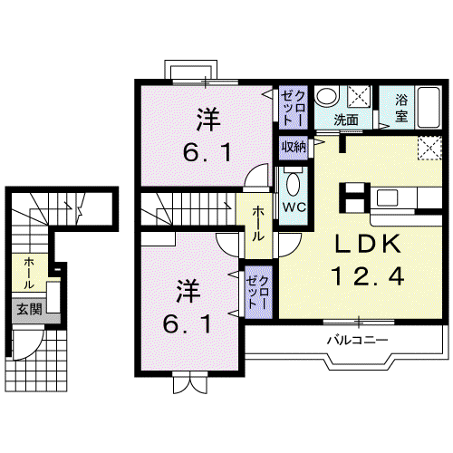 ハイム ノルデン(2LDK/2階)の間取り写真