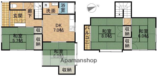 東海道本線 浜松駅 バス乗車時間:11分 浜松病院バス停で下車 徒歩7分 2階建 築39年(4DK)の間取り写真