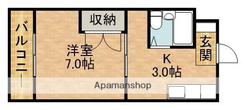 ハイツ入野(1K/3階)の間取り写真