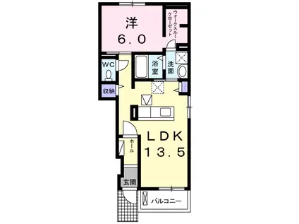 ヒルトップイイダⅡ(1LDK/1階)の間取り写真