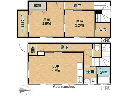 リベラルハイム美薗(2DK)の間取り写真