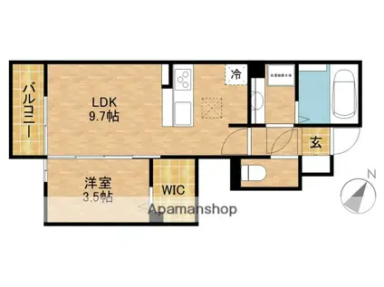 RADIUS K(1LDK/1階)の間取り写真