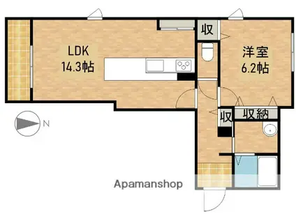 LUMIUSA(1LDK/1階)の間取り写真