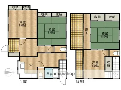 東海道本線 浜松駅 徒歩16分 2階建 築68年(4DK)の間取り写真