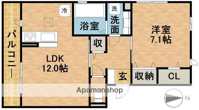 グリーンパーク早出(1LDK/1階)の間取り写真