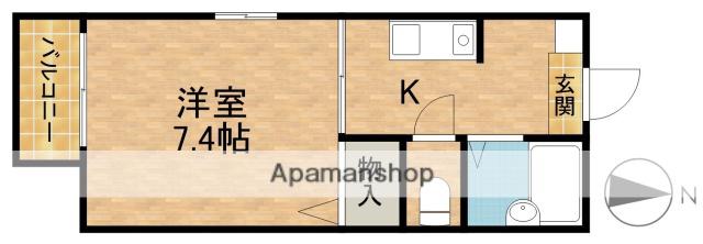 グランドールⅡ(ワンルーム/2階)の間取り写真
