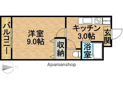 オズハウス1(1K/2階)の間取り写真
