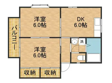 レジェント・ヒル B(2DK/2階)の間取り写真