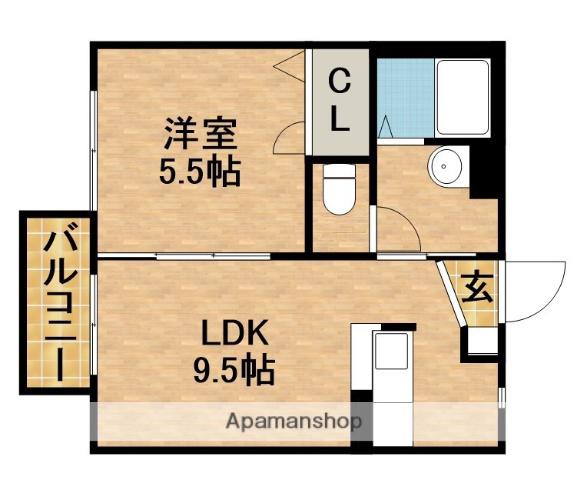 アーバンレックスB(1LDK/2階)の間取り写真