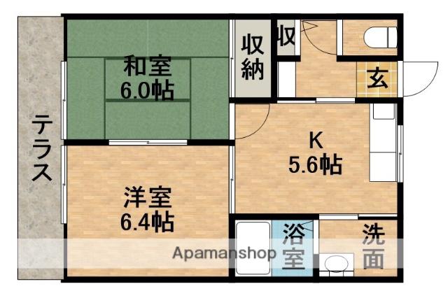 ふるさとA(2K/1階)の間取り写真