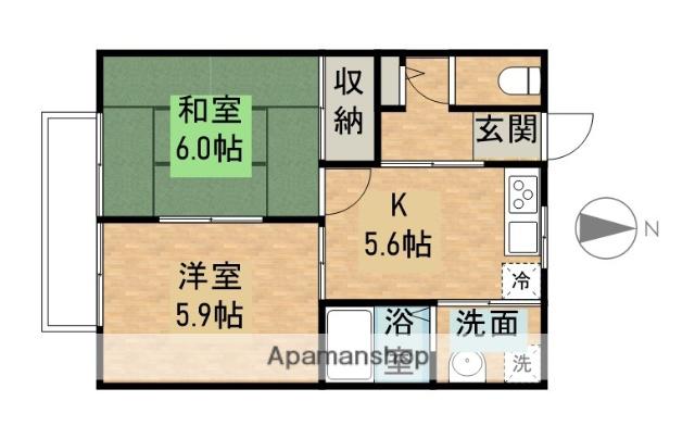 しおさいの丘A(2K/2階)の間取り写真