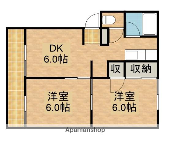 マンション司(2DK/1階)の間取り写真