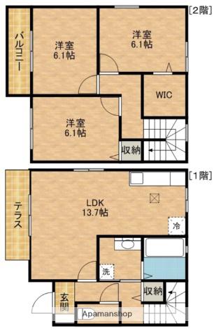 東海道本線 浜松駅 バス乗車時間:31分 初生町南バス停で下車 徒歩7分 2階建 築13年(3LDK)の間取り写真