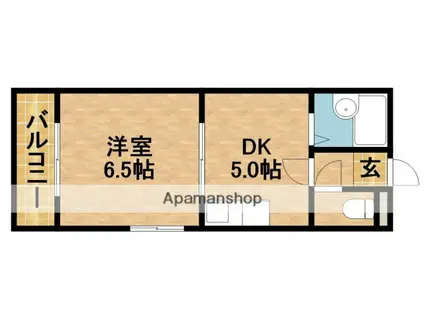 ピアハイツヒロセB(1DK/2階)の間取り写真