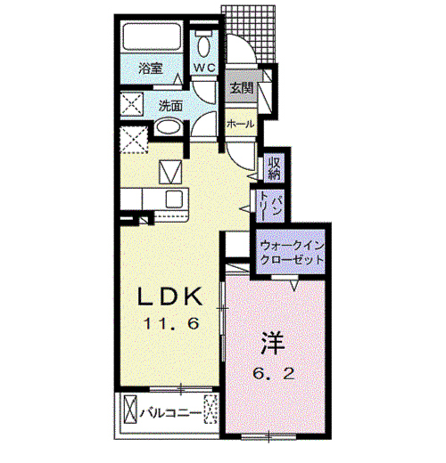 GREENWICH(1LDK/1階)の間取り写真