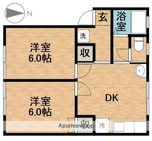 MIZUSHIMAハイツA(2DK/2階)の間取り写真