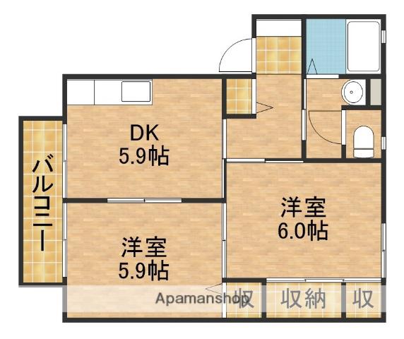 はまなすの家B(2K/2階)の間取り写真