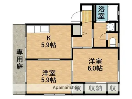 はまなすの家B(2K/1階)の間取り写真