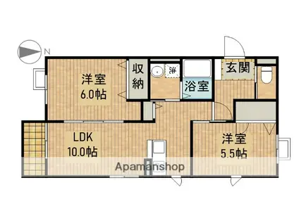ユーハイム(2LDK/2階)の間取り写真