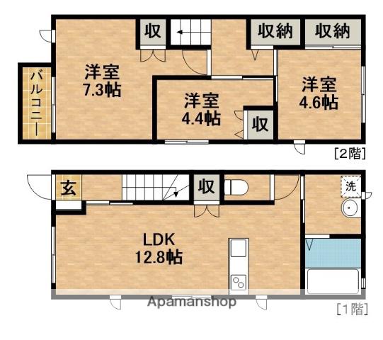 テラスハウス上西Ⅱ(3LDK)の間取り写真