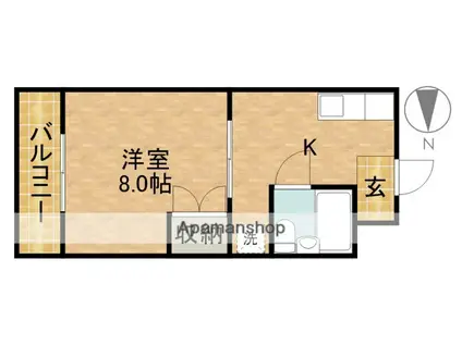 ルネッサンス9(1DK/2階)の間取り写真