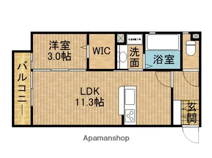 アヴェニール(1LDK/2階)の間取り写真