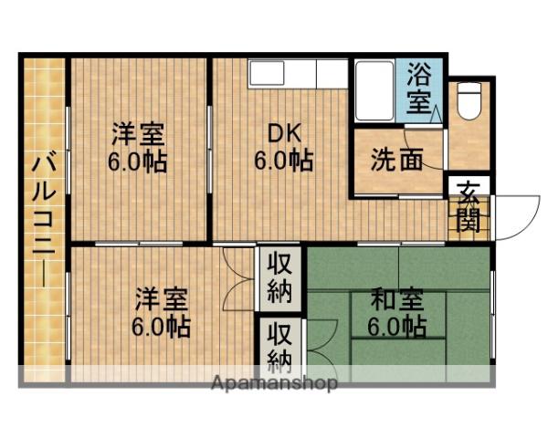 コーポ外村(3DK/2階)の間取り写真
