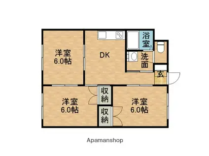 コーポ外村(3DK/1階)の間取り写真