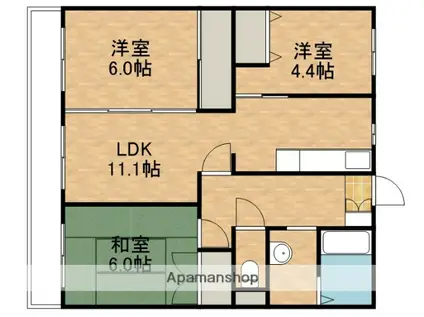 AAI高尾(3LDK/4階)の間取り写真