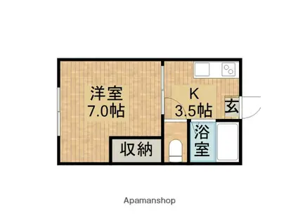 ヴィラベルディC(1K/1階)の間取り写真