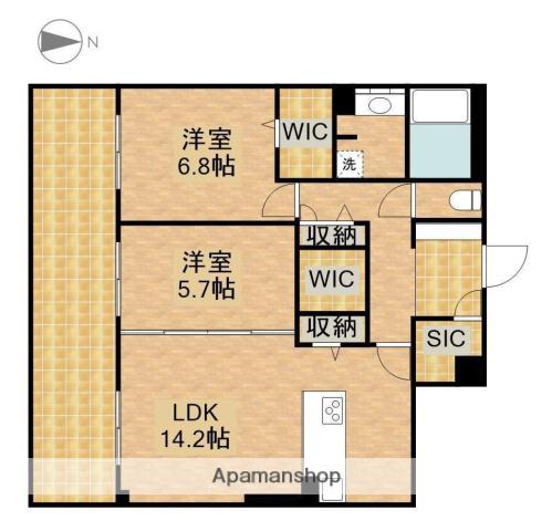 グラン東伊場(2LDK/4階)の間取り写真