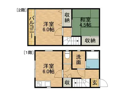 東海道本線 浜松駅 バス乗車時間:20分 うさぎ橋バス停で下車 徒歩4分 2階建 築31年(2DK)の間取り写真
