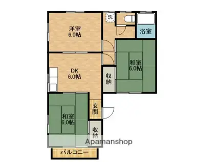 和アパート(3DK/2階)の間取り写真