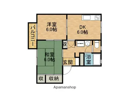 ヘリポートハウス A(2DK/2階)の間取り写真