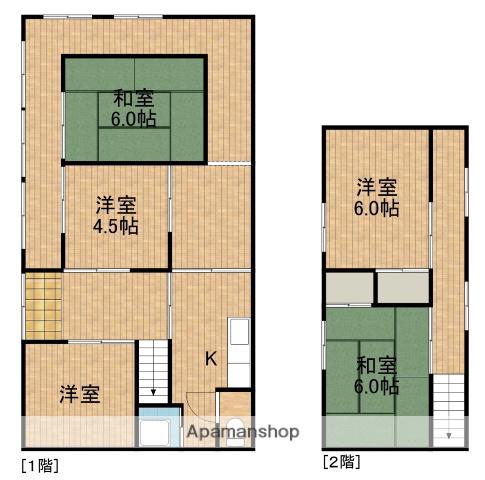 東海道本線 掛川駅 バス乗車時間:20分 大宮バス停で下車 徒歩5分 2階建 築50年(5DK)の間取り写真