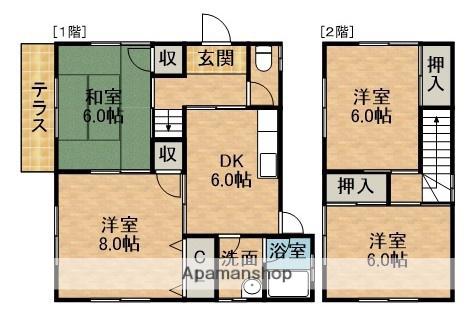 東海道本線 浜松駅 バス乗車時間:16分 佐鳴台団地バス停で下車 徒歩2分 2階建 築47年(4DK)の間取り写真