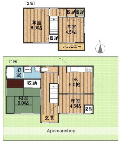 東海道本線 浜松駅 バス乗車時間:24分 泉町南バス停で下車 徒歩5分 2階建 築43年(4DK)の間取り写真