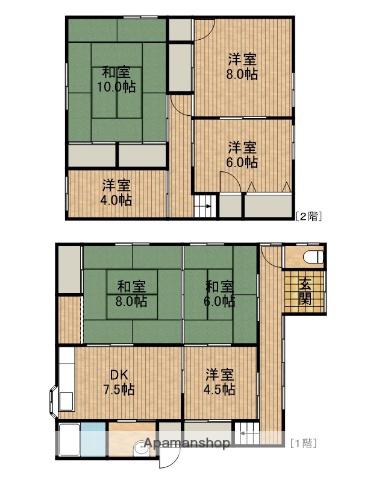 東海道本線 掛川駅 徒歩31分 2階建 築34年(7DK)の間取り写真