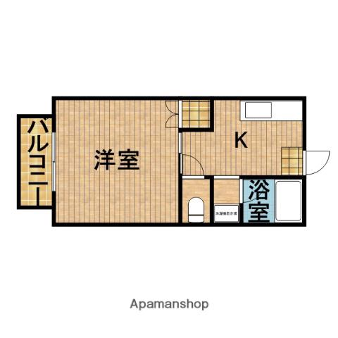 レクリオヒロⅢ(1K/2階)の間取り写真