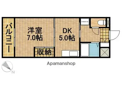 グランテット(1DK/1階)の間取り写真