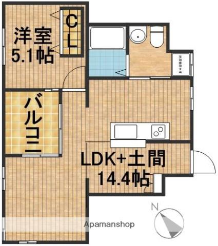 VILLA COZY(1LDK/4階)の間取り写真