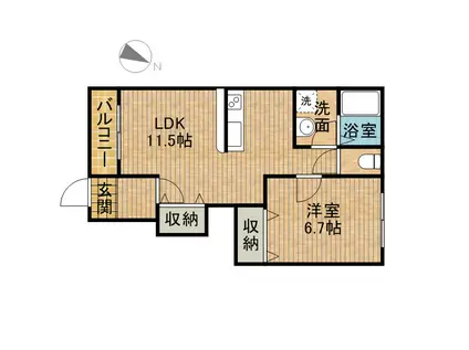 ヴァンベール(1LDK/1階)の間取り写真